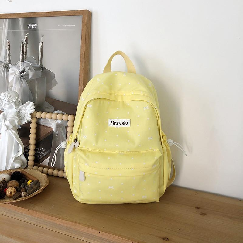 Dot Letter Printed Versatile Backpack With Lightweight Nylon For Travel School