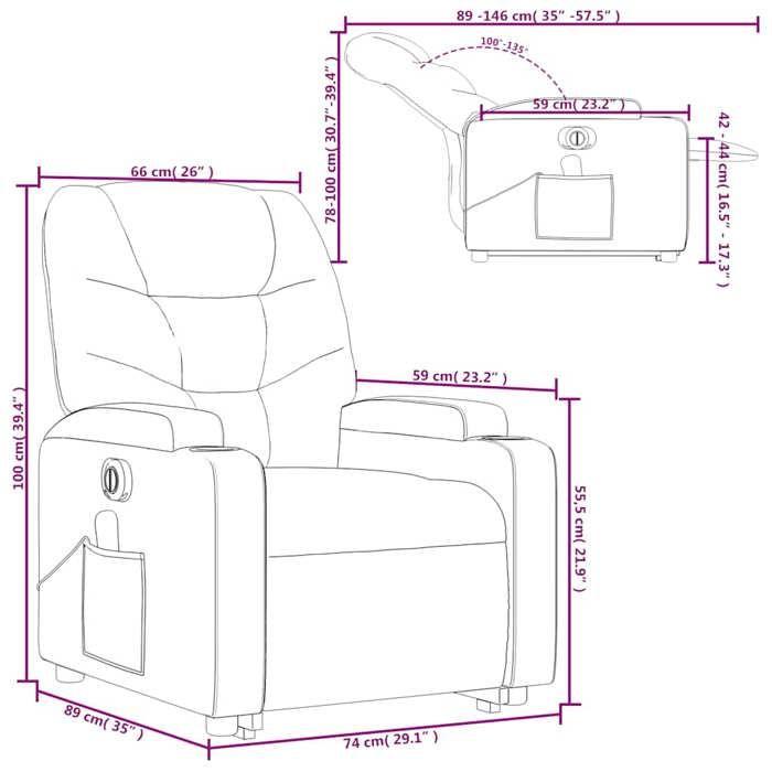 VidaXL Electric Massage Recliner Cream Faux Leather 3204680