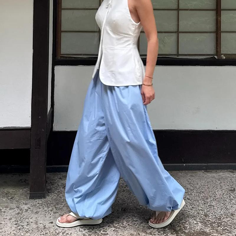 2026 Summer Loose Long Pants Women Trousers Pleated High Waist Trousers Solid Casual Wide Leg Bloomers Women Dance Lantern Pants
