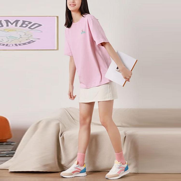 Li Ning X Disney Dumbo Series Cartoon Print Sports Crew Neck Short Sleeve T-Shirt Unisex Tops Pink AHSRB60-2