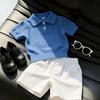 2026 Boys' Korean Style Summer Set: Handsome Hollow-Out Polo & Casual Shorts Two-Piece