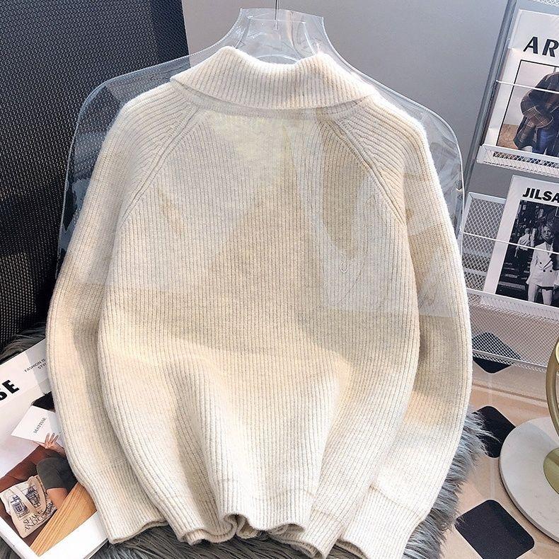 Knitted cardigan sweater jacket women's clothing thickened outer wear new zipper explosion high-end good-looking