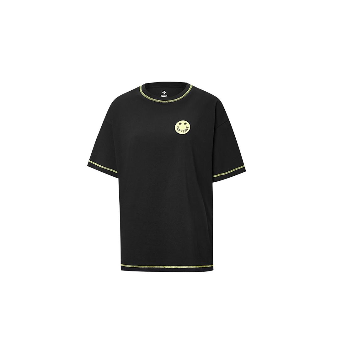 (WMNS) Converse Casual T-Shirt Asia Sizing Black Yellow Women s 10018923-A01 L