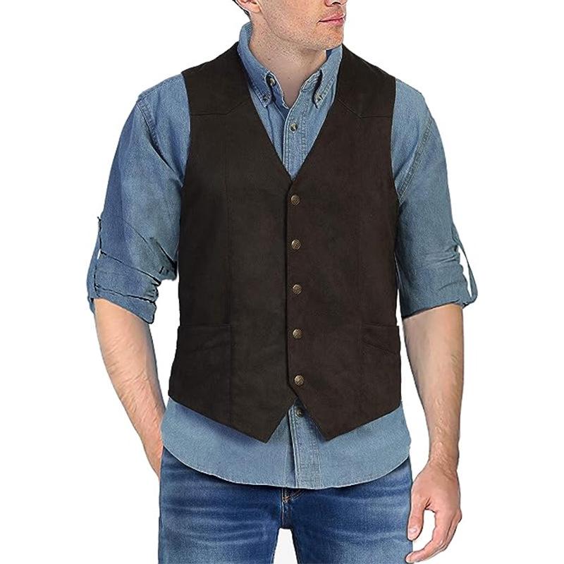 Men's Retro Slim Fit V-Neck Suit Vest for Formal and Casual Wear