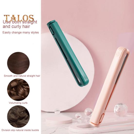 Tragbarer USB-Haarglätter, schnell aufheizender elektrischer Lockenstab, glattes, lockiges Haar, Pony, Mini-Lockenstab, Reise-Haarstyling-Tool für Frauen