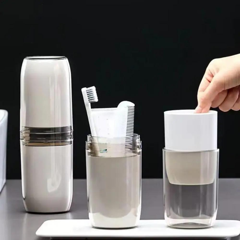 4 Pcs Travel Storage Cup Travel Portable Toothbrush Cup Home Dental Cylinder Toothbrush Storage Box Travel Home Wash Set