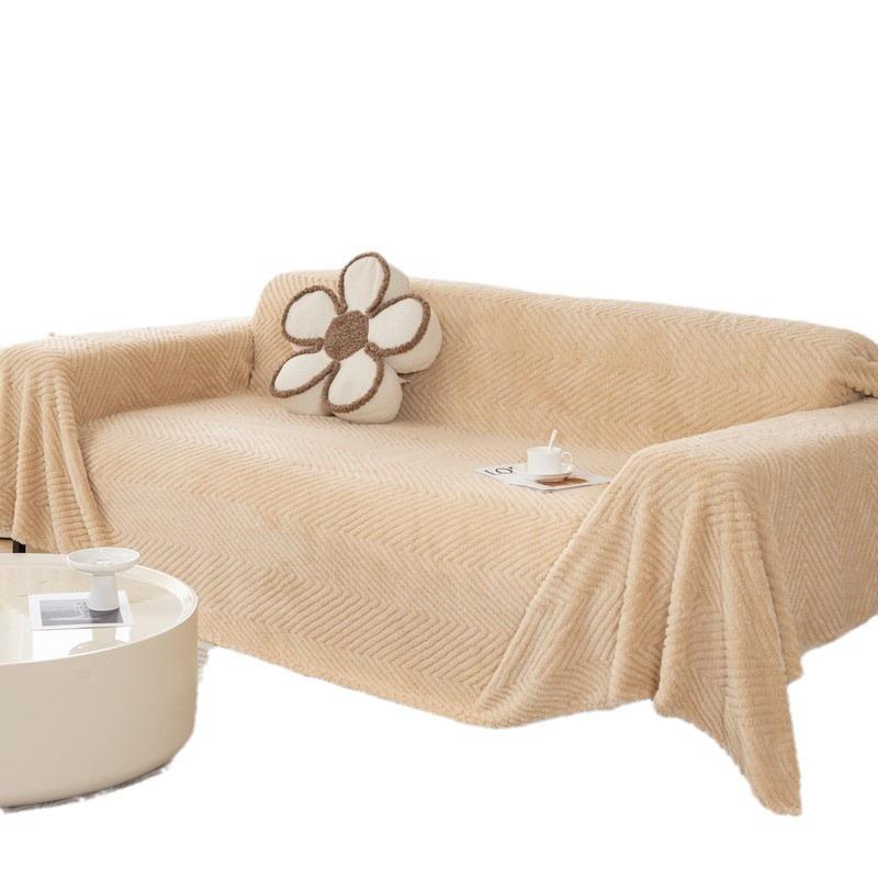 Plush Sofa Cover Cloth Non-Slip Sofa Cushion Sofa Cover Sofa Cover Towel Four Seasons Universal Chenille Cream Style