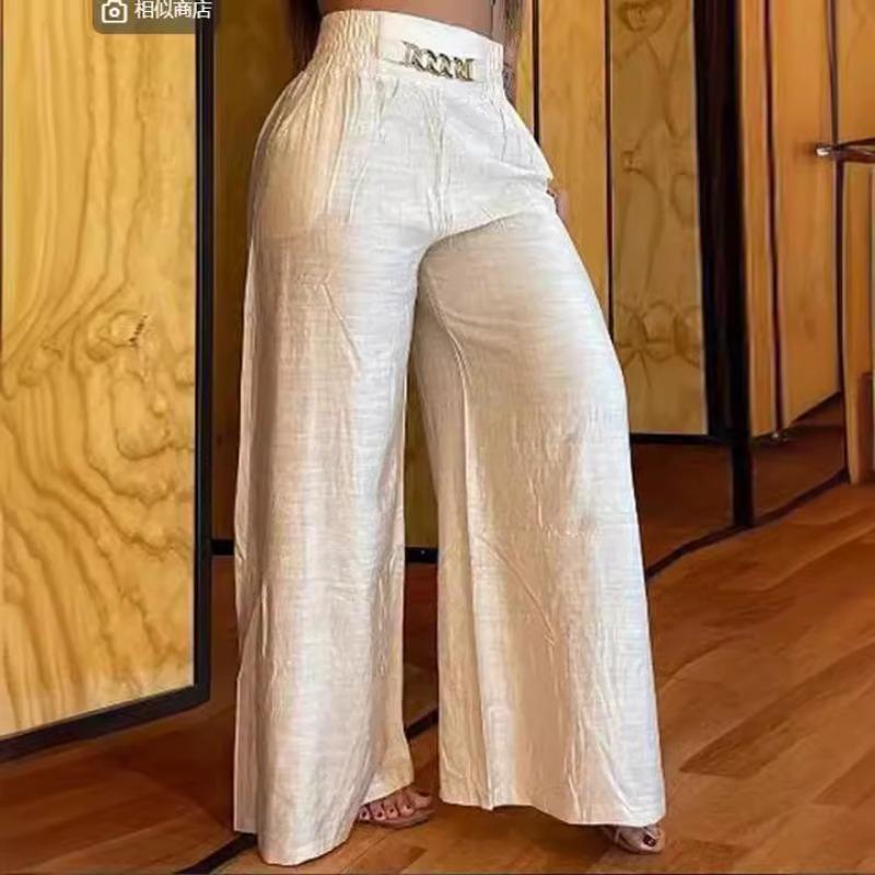 Fashion Solid Casual Wide Leg Pants Women High Waiste Loose Baggy Pants Woman Elegant Simple Plus Size Office Lady Trousers 24187