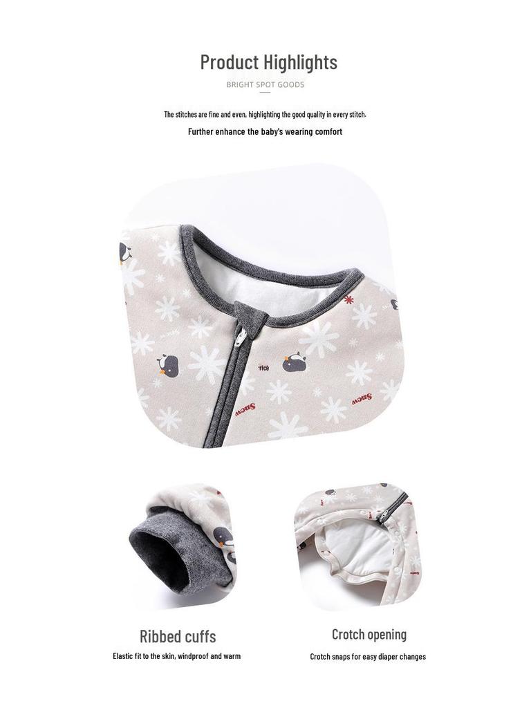 Zimowy śpiworek dla noworodka i malucha z osobnymi nogawkami - Gruba bawełniana kombinezonowa kołderka zapobiegająca kopaniu (Model 1600)