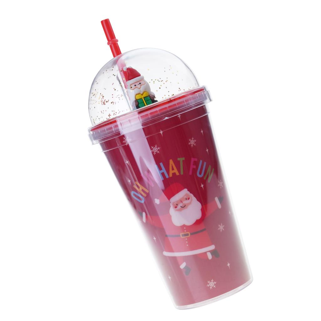 450ml Reusable Tumbler with Lid and Straw Christmas Santa Snowman Coffee Mug Xmas Cup Water Bottle Kids Christmas Gift