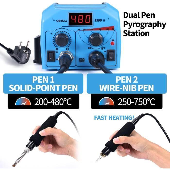 Station de pyrogravure sur bois - YIHUA - 939D-II - 2 stylos - Température réglable - Ergonomique