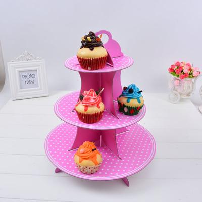 3 Katmanlar Yuvarlak Kağıt Kek Standı Şeker Çubuğu Doğum Günü Partisi Cupcake Ekran Tutucu Düğün Pastası Ekran