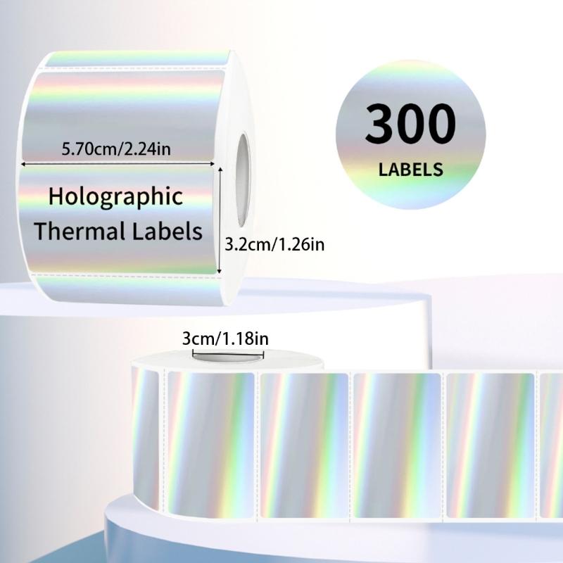 300 Counts Glittering Thermal Label Oil and Water Resistant Adhesive Sticker Scratch Resistant Food Label for Packaging