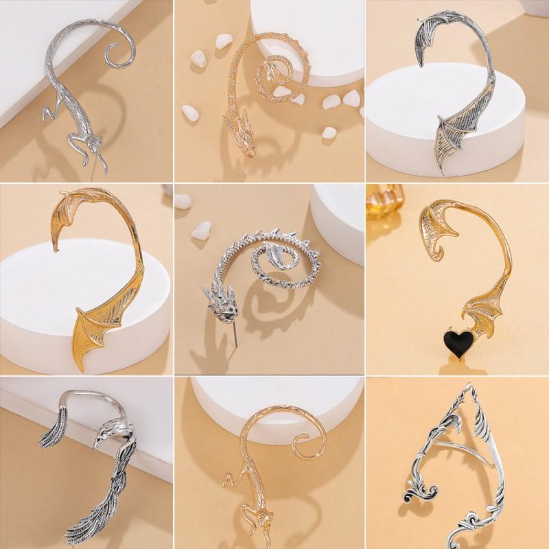 Steampunk Elf Dragon Ear Cuff Single Side Alloy Cat Bat Design Non-Piercing Bone Clip Women