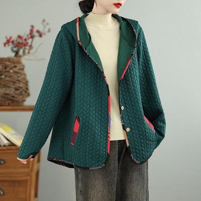 Långärmad plusstorlek med huva Vintage casual lös Höst Vår vinterjacka Rock för kvinnor toppar
