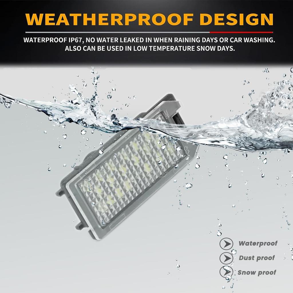 2x LED License Plate Light Assembly for Fiat 500 2013- Dodge Viper 2013-2017, Tag Lamps for Jeep Grand Cherokee 2014- Compass Patriot,68228930AA