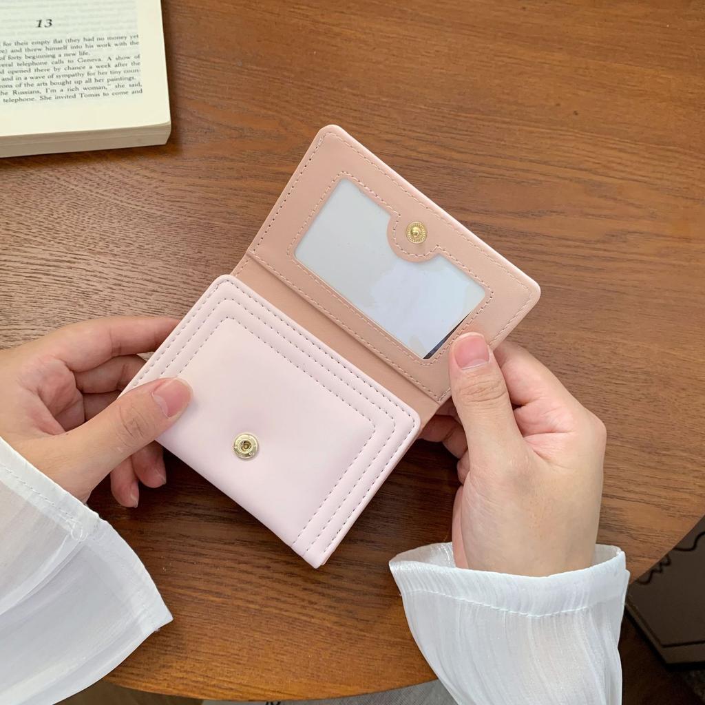 Cute Bow Trifold Women's Wallet Portable Wallet Ultra-thin Coin Purse Ladies Clutch Card Holder Compact PU Leather Money Bag
