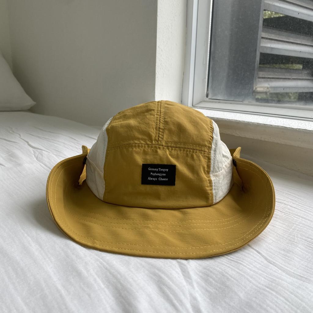 Anti-UV Quick-drying Fisherman Hat - Fashion Splicing Color, Wide Brim Drawstring, Sun Protection for Hiking Camping