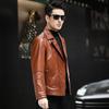 Genuine Leather Jacket Men's Slim Calfskin Motorcycle Leather Jacket Men's Genuine Leather Short Suit Collar Leather Jacket Thin Coat