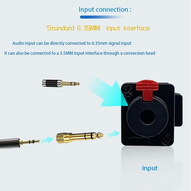 High Fidelitys Headphone Amplifier, Rechargeable with 3.5mm 6.35mm Input, for Enhances On Stage Sound Monitoring