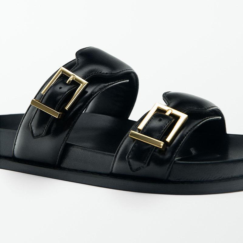 Fashion 2025 Woman Strap Buckle Slippers Casual Beach Slides Shoes Ladies Flats Thicken Soled Pantuflas Girls Outside Hook&Loop Sandals