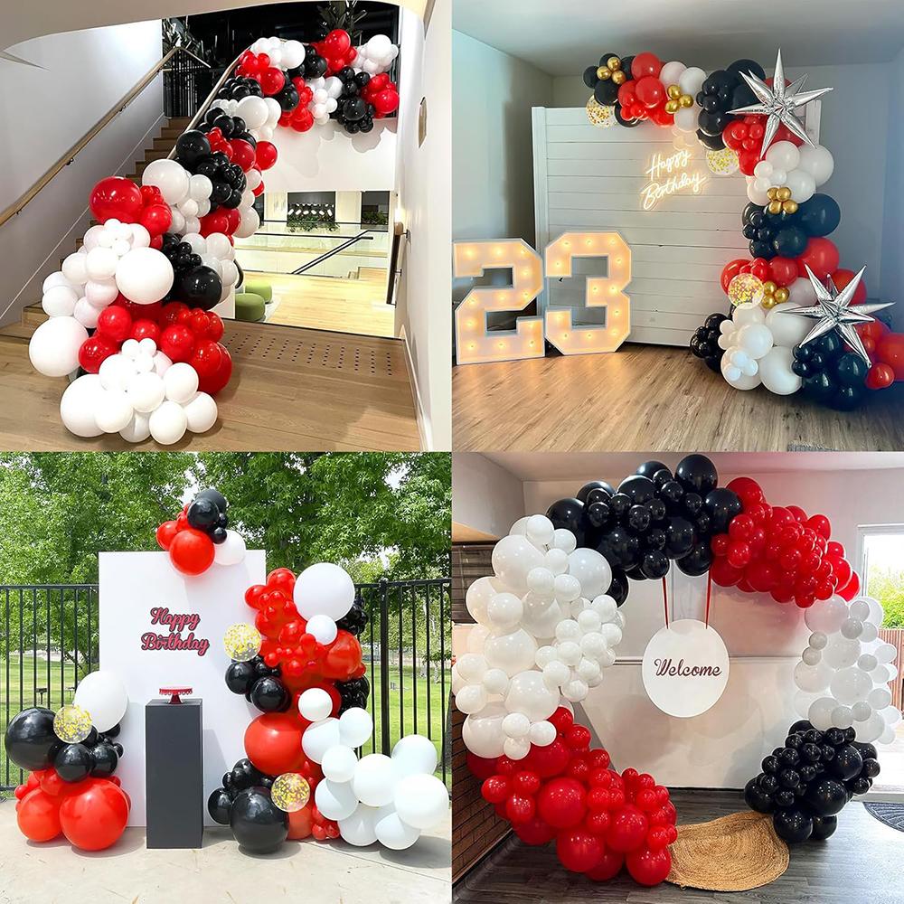 Black Red Balloons Garland White Gold Confetti Balloon Arch Kit New Tear 2026 Graduation Birthday Party Baby Shower Decoration