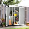 Outdoor Storage Cabinet with Removable Shelves, Garden Tool Shed with Asphalt Roof, White and Black