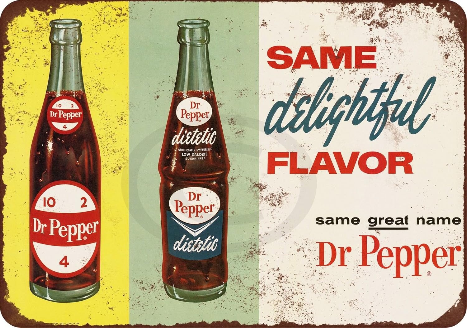 Diet Dr Pepper Reproduction Metal Sign Aluminum 20x30cm（7.8x11.8inch）