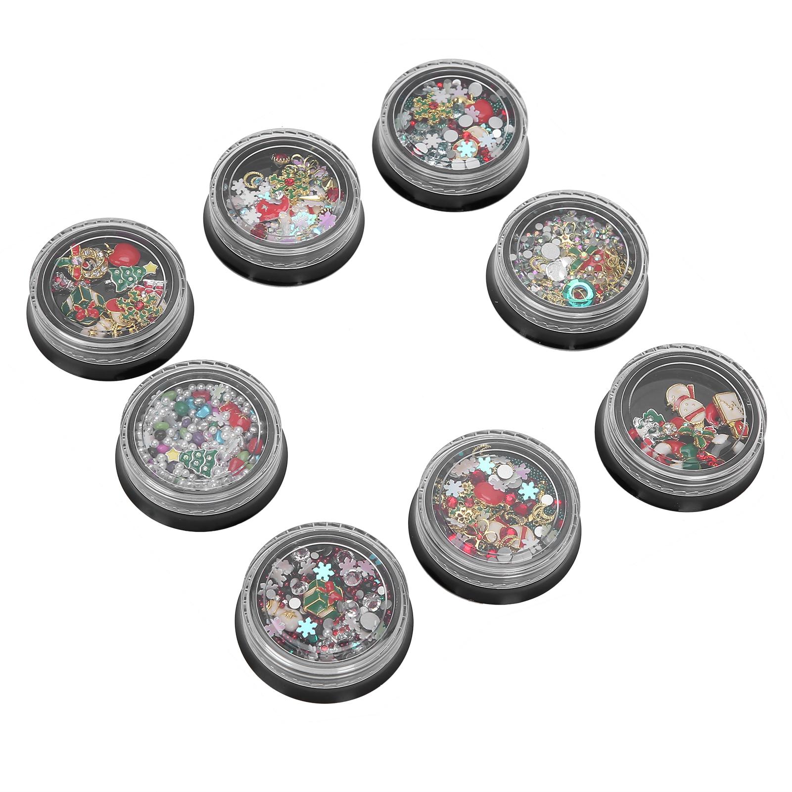 

8pcs Christmas Nail Art Rhinestones Alloy Rivet Beads Nail Decoration Manicure Tool