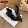 Fashion Female Low Heel Women Stretch Ankle Boots Zippers Shoes Fashion Pointed Toe Sexy Ladies Short Modern Boots Shoes Pumps