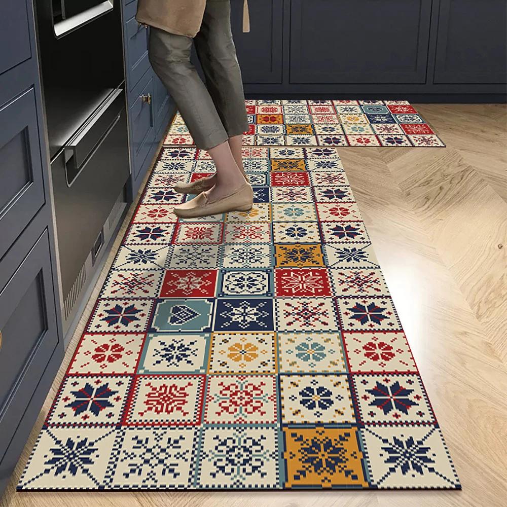 VIKAMA Modern Retro Light Luxury Premium Feeling Floor Mats Non-slip Durable Living Room Kitchen Bathroom Home Decoration