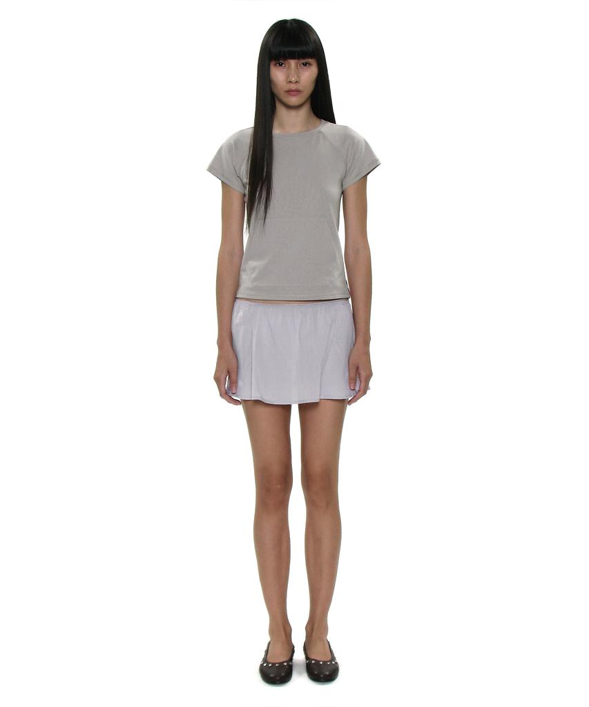 PARTIMENTO WOMEN Pwc Cotton Lace Trim Gored Mini Skirt_Light Grey