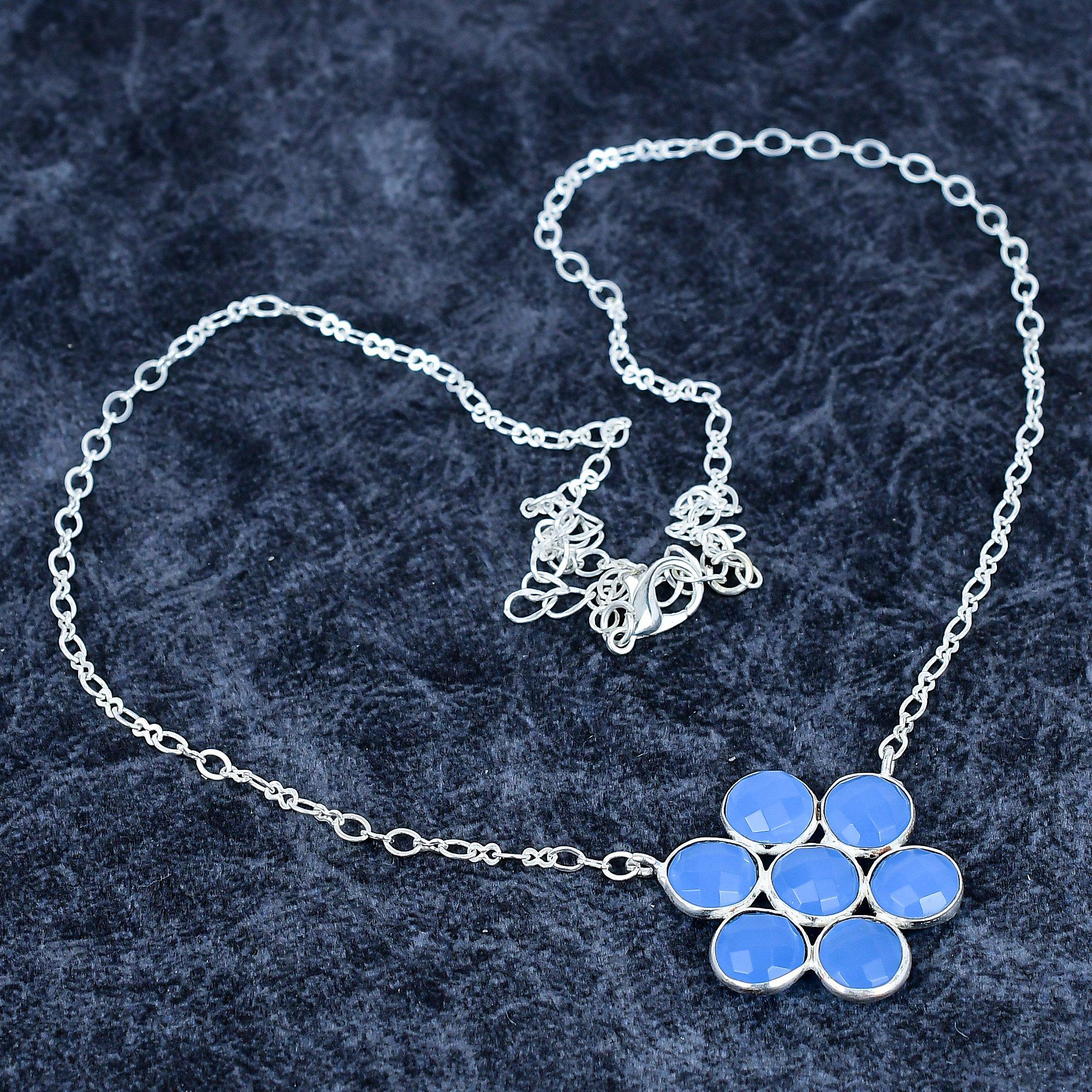 

Purple Chalcedony Gemstone 925 Sterling Silver Jewelry Necklace 22 M-3191