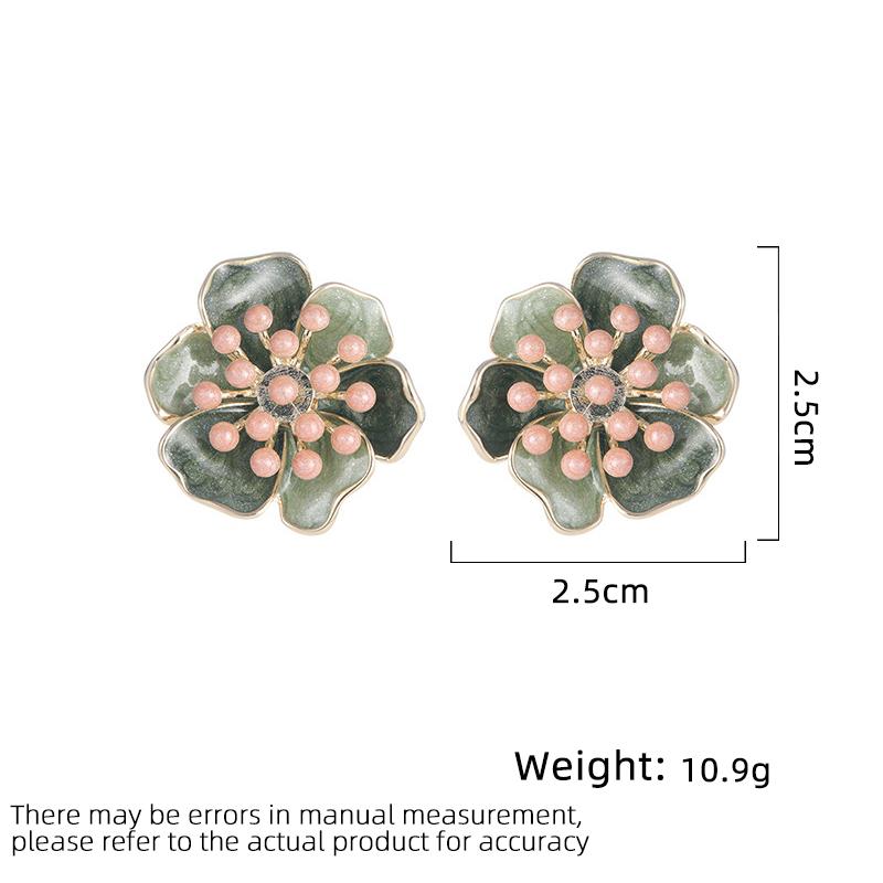 Women's Light Luxury Design Elegant Drip Oil Camellia Earrings Fashionable And Versatile Niche Design Flower Earrings