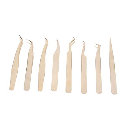 8PCS Eyelash Extension Tweezers Set Stainless Steel Straight Curved Tip Tweezers for Beauty Eyelash