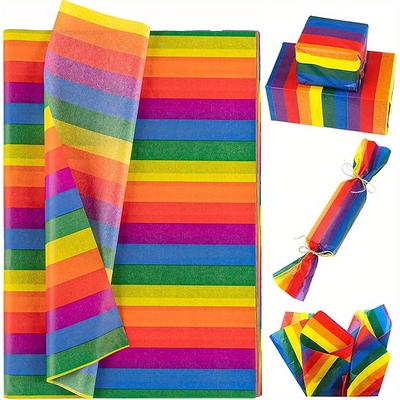 1set/20pcs Rainbow Tissue Paper Colourful Striped Art Tissue Paper Colourful Gift Wrapping Paper,20x26 Inch