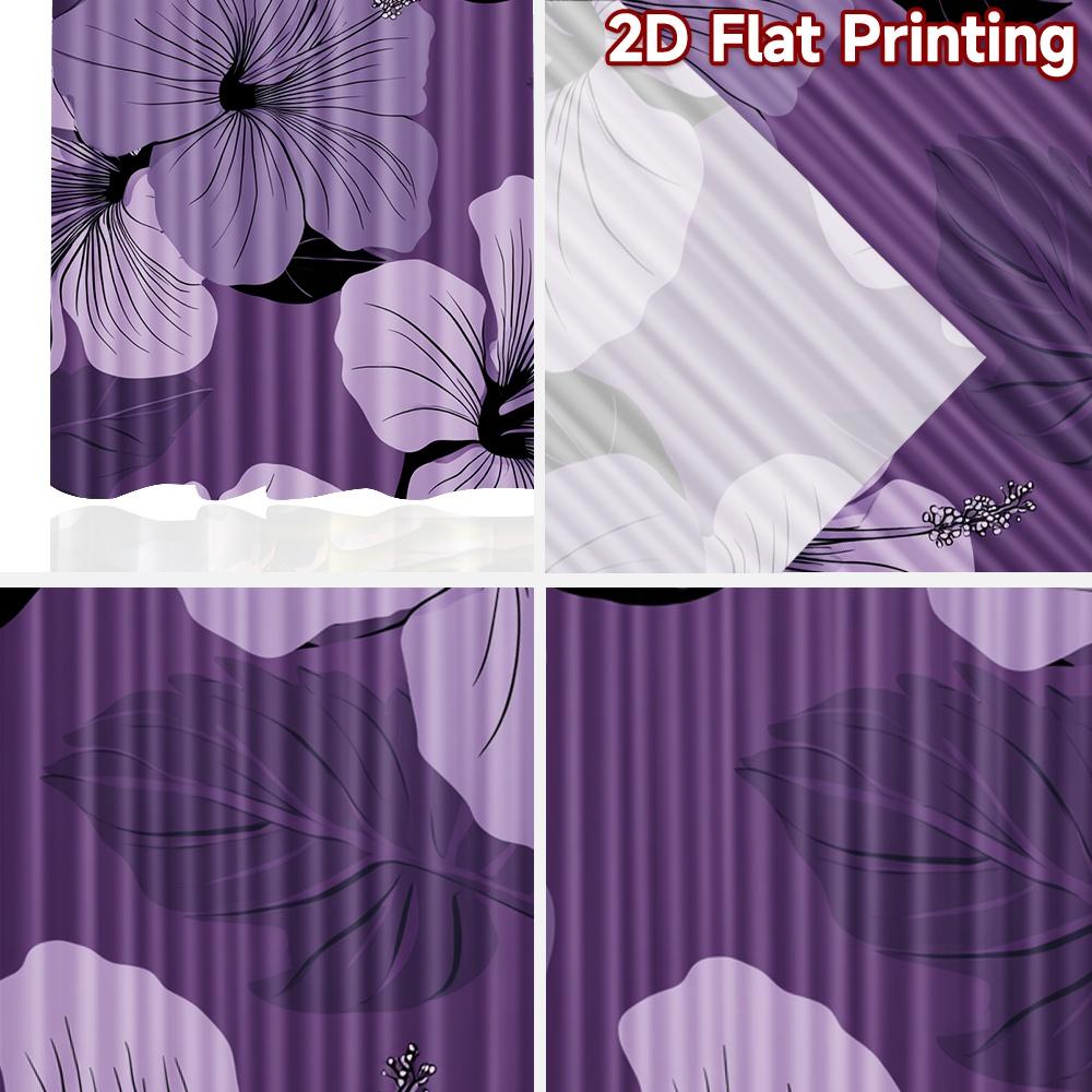 Flat Printing Curtains Without Rod Floral Elegance Purple Ramadan Festival Popular Drapes Durable Curtain Set Of 2 Made Polyester Washable