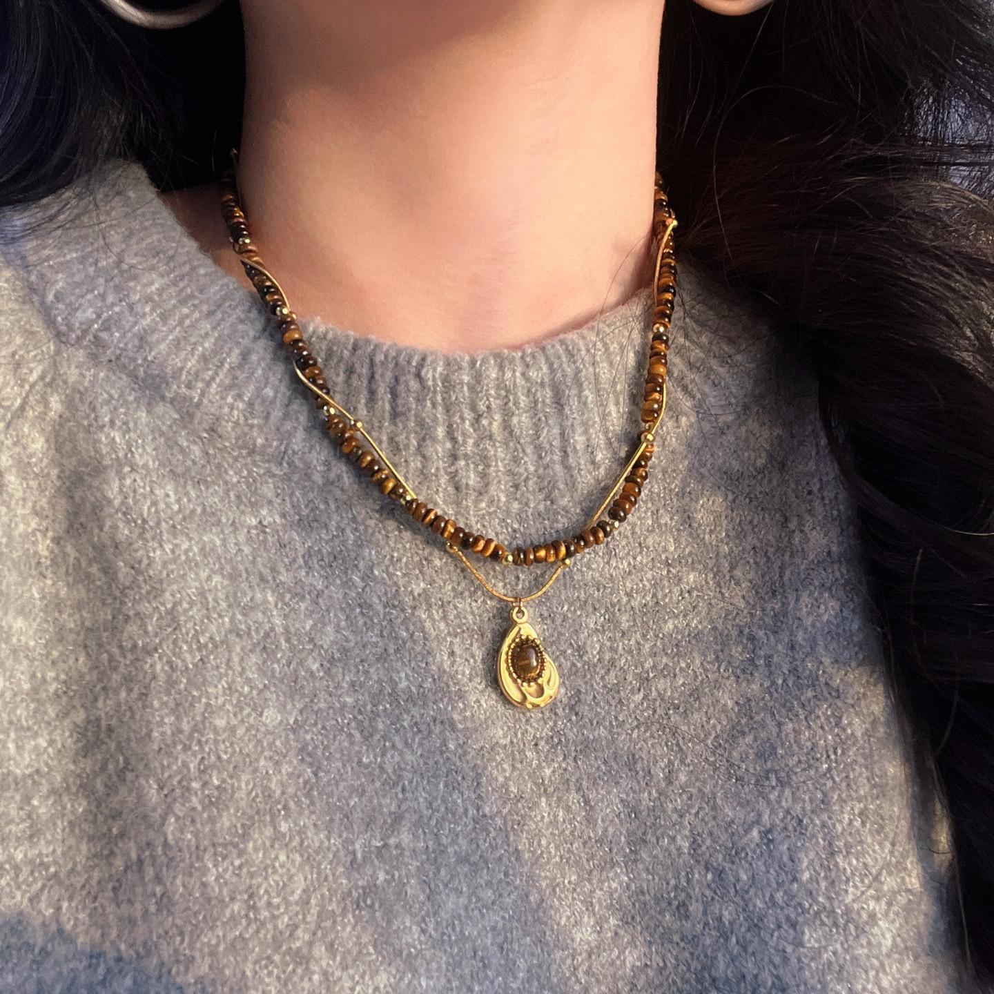 Vintage High Quality Natural Lapis Lazuli Sweater Chain Natural Freshwater Baroque Pearl Necklace