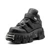 Punk Plateau Stiefel Damen Schwarz Schlangenprint Klobige Sohle High Top Schuhe