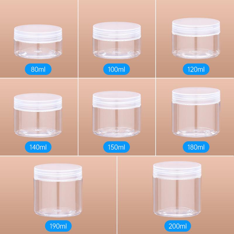 68-Tooth Transparent Wide-Mouth Cream Jar with Black PP Lid and Inner Cover