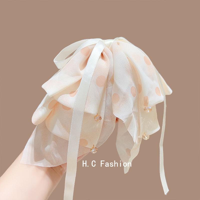 Polka Dot Bow Claw Clip: Elegant Women's Hair Accessory