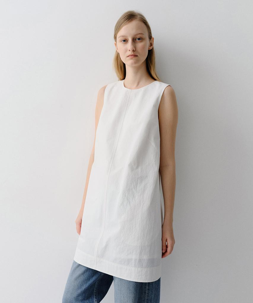 Ia Stitch Sleeveless Mini Dress (White)