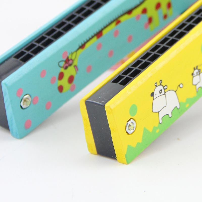 Wooden Double Row 16-Hole Harmonica for Children's Music Education