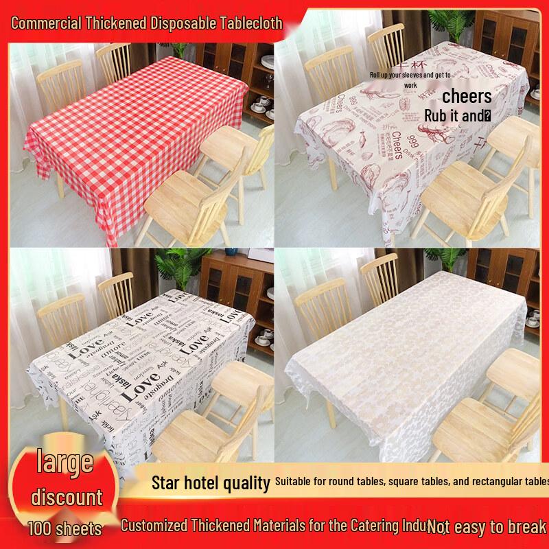 ZISIZ Disposable Plastic Plaid Tablecloths (100 Count)