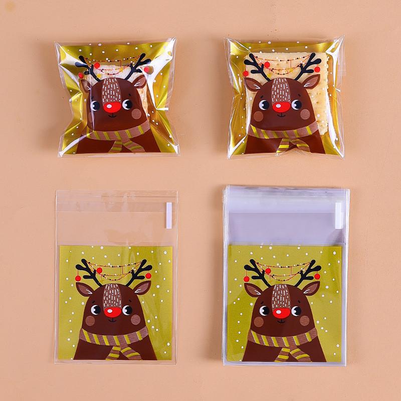 

100Pcs 7x7cm Small Plastic Cartoon Self-Adhesive Bakery Cookie Snack Candy Bags Xmas Birthday Party Gift Packaging 7x7cm&Other