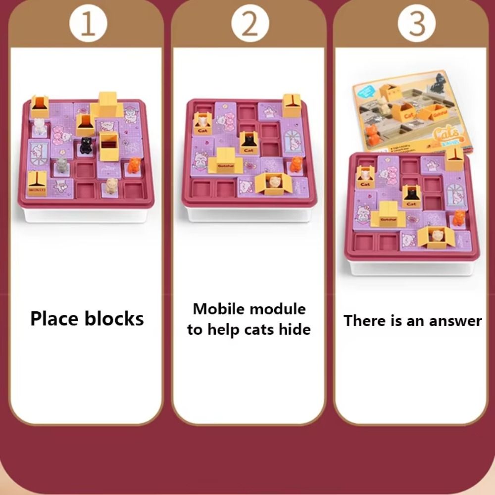 Montessori Hide Seek Board Game Puzzles Cat Express Box Board Game  Children Gift