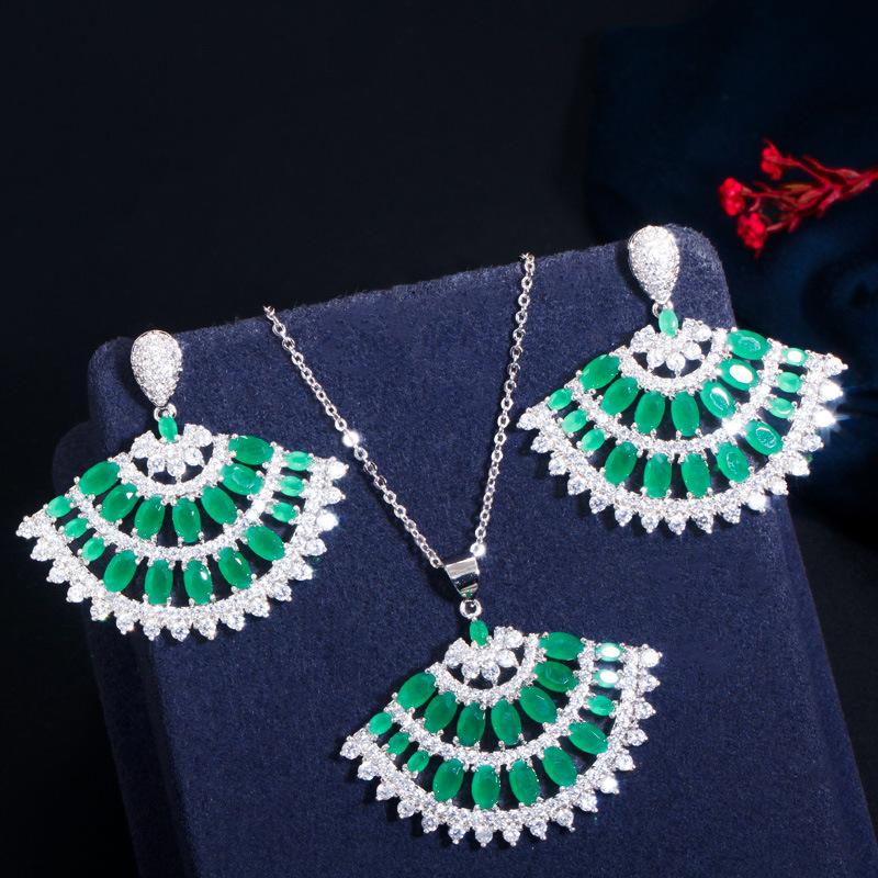 Ki0107 Creative Pendant Earrings Two-Piece Set 3A Zircon Micro Inlay Set
