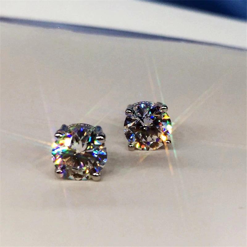 Hot Simple Stud Earrings for Women 3mm/4mm/5mm/6mm/8mm Round CZ Stone Silver Color Ear Piercing Earrings Trendy Jewelry
