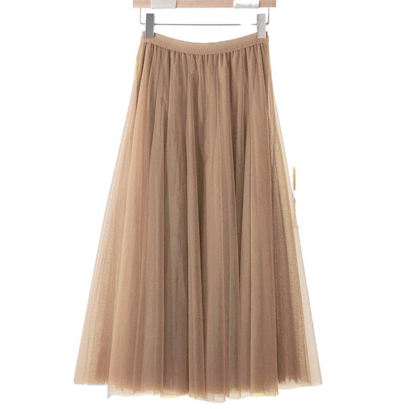 

720 Degree Large Swing Mesh Half Skirt for Women, Pleated Skirt, High Waist Large Swing Long Skirt, A-line Skirt, Dance Skirt M хаки