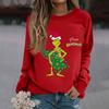 Women's Fashion Casual Long Sleeve Solid Color Christmas Printed Round Neck Top Sweatshirt